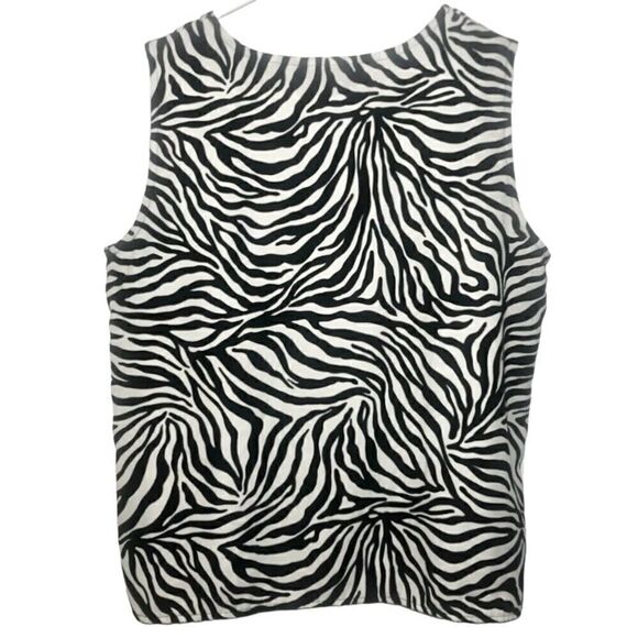 Victoria Morgan 90’s Vintage Sleeveless Top Black/White Animal Print Women’s 8 - Picture 3 of 4